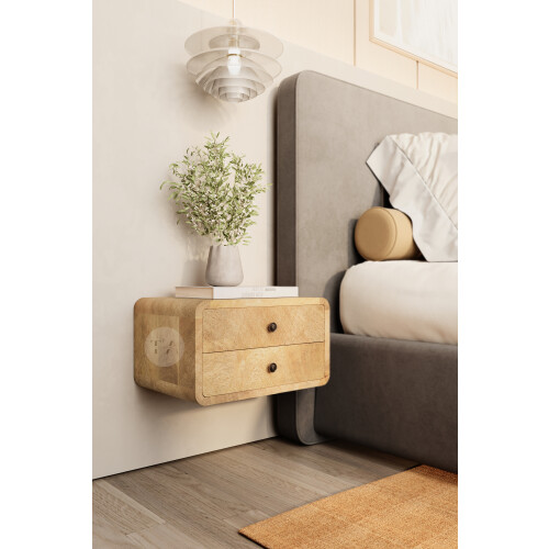 Wall Mounted Bedside Table with 2 Storage Drawers 2