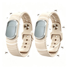 Natuurlijke muggenwerende armband, 2 stuks, beige, DEET-vrije natuurlijke bescherming