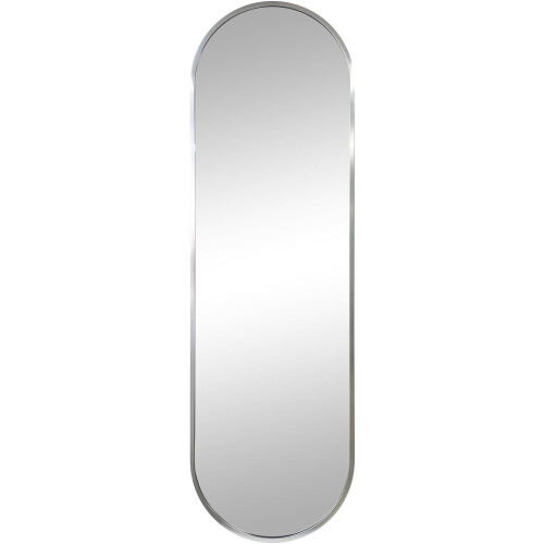 Silver Oval Pill Aluminium Wall Mirror 101x31x2Cm 1