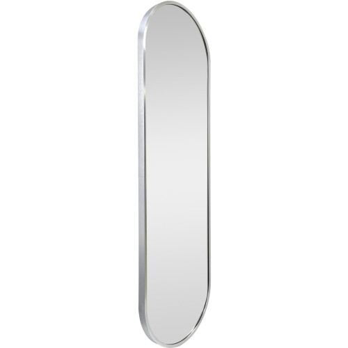 Silver Oval Pill Aluminium Wall Mirror 101x31x2Cm 2