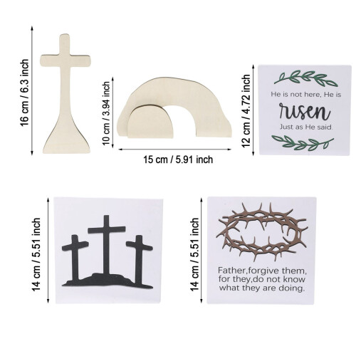 Oster-Tablett-Deko-Set, rustikales Holzschild mit Hasenmotiv 2