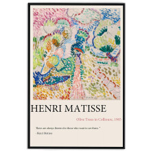 Tableau sur toile d'Henri Matisse : Oliviers à Collioure (1905) - Reproduction moderne pour salon, chambre, bureau - 30 x 40 cm (noir)