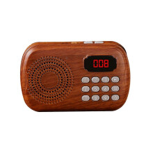 Wood Grain Music Player - Card Slot Feature - Seniors-Friendly Operation