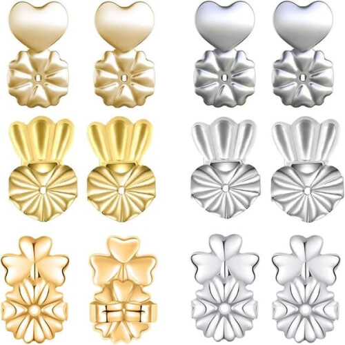 Earring Lifters Adjustable Secure Backs 6 Pairs