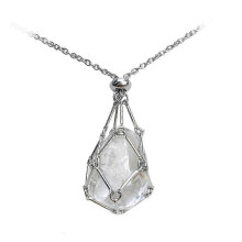 new 25-26 Adjustable Crystal Cage Necklace - Interchangeable Stone Holder Jewelry