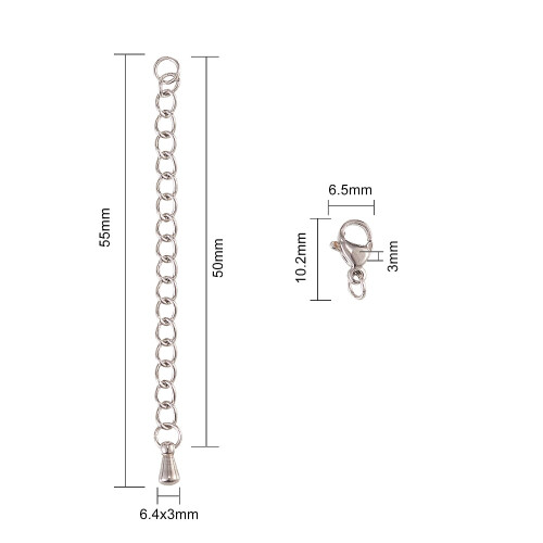 Stainless Steel Chain Extender with Lobster Clasp 20 pcs 1