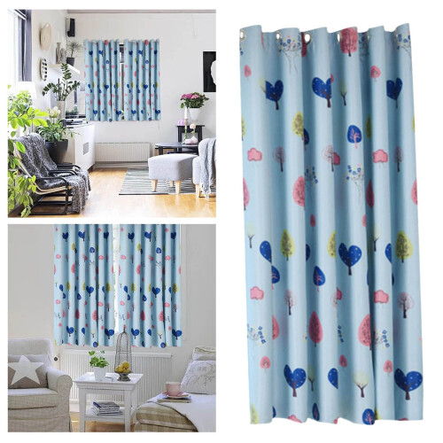 Federra blue heart eyelet curtains 39"x79"