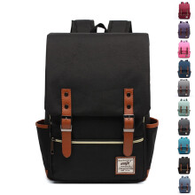 Vintage laptoprugzak voor dames en heren, reisrugzak, modieuze rugzak geschikt voor 15,6 inch laptops (zwart)
