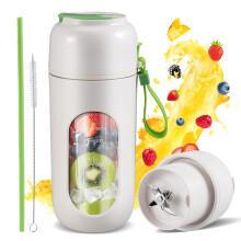Portable Blender 350ml USB Personal Smoothie Maker with 12 Blades, Mini Juicer Bottle with Straw & Leakproof Lid, for Protein Shakes, Juices & Travel