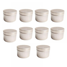 Set van 10 ronde metalen blikken met deksels voor het maken van kaarsen, knutselprojecten en opslag.