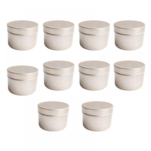 Candle tins round metal with lids 10 pack