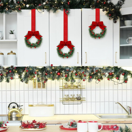Mini julkransgrönt med band och bär12 1