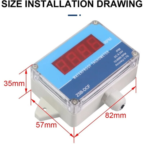 IP68 Waterproof Hall Tachometer Digital LED Motor Speed Meter Tester ...