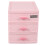 Plastic Jewelry Storage Box Pink 3-Compartment 3