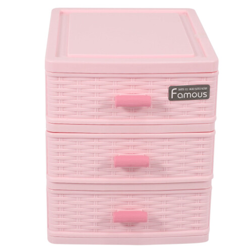 Plastic Jewelry Storage Box Pink 3-Compartment 2