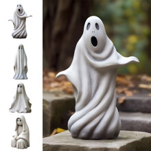 White Ghost Garden Sculpture Resin Halloween Decor