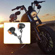 new 4Pcs Black Motorcycle Turn Signal Indicator Lights for Honda Fatboy Chopper B Series Moto Blinker Light