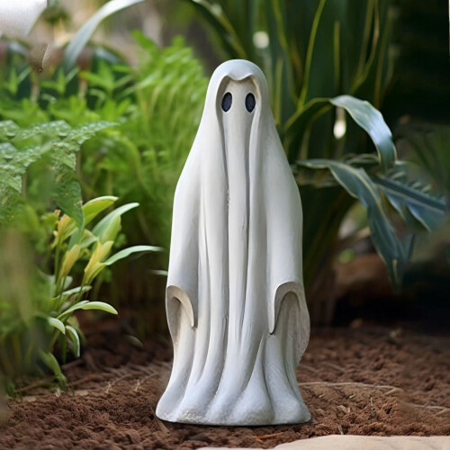 White Ghost Garden Sculpture Resin Halloween Decor 2