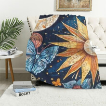 Plaid Soleil et Lune, en microfibre douce et pelucheuse, compatible avec la décoration intérieure, confortable, 101 x 127 cm, cadeau idéal pour