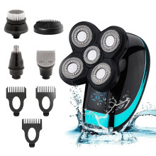 Elektrischer Rasierer für Herren, 5-in-1 Multifunktions-Kopfrasierer-Set, kabelloser, USB-aufladbarer Haartrimmer (Schwarz)