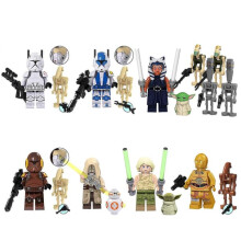 Set de 8 minifigurine Star Wars, blocuri de construcție, droizi de luptă de 1,77 inch, soldati cloni, figurine de acțiune, kit de construcție de