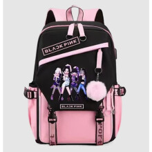 BLACKPINK Ryggsäck Skolväska Svart och vit Flicka Ny Svart och vit Flicka Ny