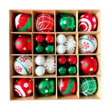 Christmas Ornament Set Red Green Electroplated 42 Pack