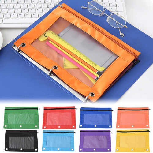 Pencil Pouch for 3-Ring Binder with Zipper and Mesh Window 2