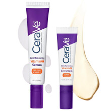 CeraVe Vitamin C Serum & Vitamin C Eye Cream Skin Care Set | Skin Brightening Serum with Hyaluronic Acid for Face & Under Eye Cream