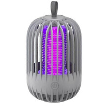 Lampada antizanzare a scarica elettrica per casa e esterni con luce notturna ricaricabile, grigio e lilla, efficace contro le zanzare, design compatto