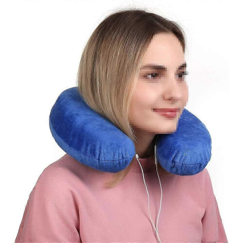 Cuscino da viaggio gonfiabile e pieghevole con supporto cervicale, cuscino per collo per ufficio, aereo e auto, comodo e leggero 2