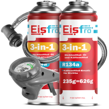 Réfrigérant EISFRO 2x3en1 R134a Gaz de recharge pour climatisation KIT Huile