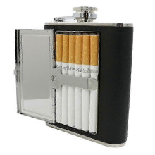Stainless Steel 6oz Hip Flask, Cigarette Case and Liquor Flask Combo Set for Travel and Outdoor Use