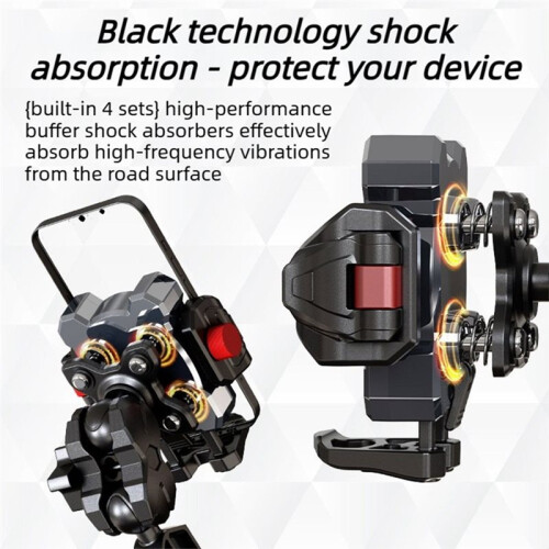 Bike Phone Mount, Universal Mechanical Lock Phone Navigation Holder Mount Includes Rearview Mirror Handlebar Base 1