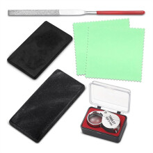 6Pieces Gold and Silver Jewelry Testing Solutions Kit Includes Scratches, Streaks, Gemstone Polishing Cloth, Magnifier