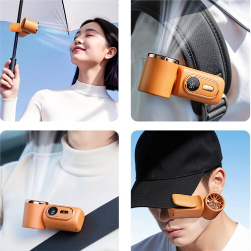 Portable Handheld Fan with Built-in Clip, 5-Speed Adjustable, LED Display, USB-C Rechargeable 2