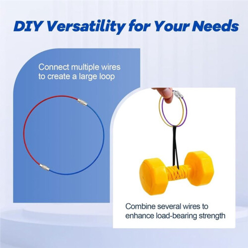 50pcs Wire Keychain Cable, Stainless Steel Cable Keyring , Luggage Tag Loops, Keychain Cable 1
