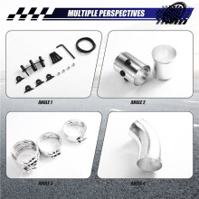 76 mm 3" Universal-Kaltluftansaugsystem für Autos mit Luftfilter, Aluminium-Ansaugrohr-Schlauch-Modifikationssatz, Silber