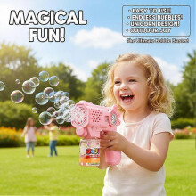 (1pcs, Pink) Electric Bubble Gun - Automatic Bubble Machine with Lights for Kids