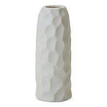 Weiße Keramikvase mit Geometrischen Mustern, Skandinavischer Stil, Durchmesser, Schlichtes Blumenarrangement, Geeignet für Zuhause