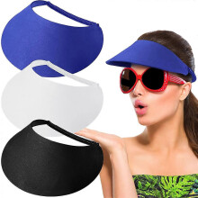 3 pezzi Visiera da sole da donna tinta unita con laccetti, cappellino visiera in schiuma regolabile, morbido, per golf e tennis all’aperto