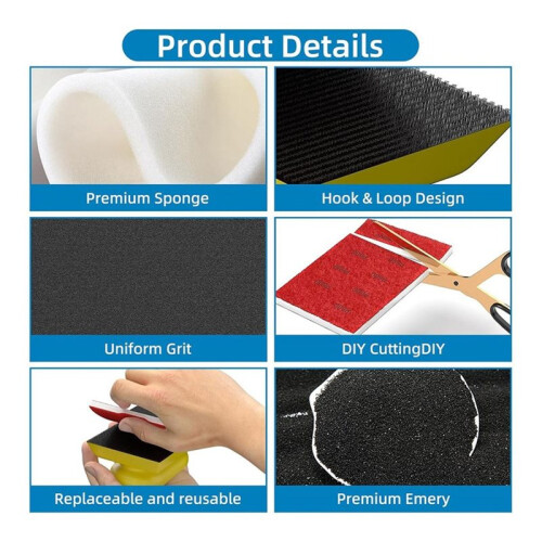 Conjunto de Esponjas de Lixa, Blocos de Lixa de Espuma Reutilizáveis de 3x4 Polegadas para Madeira, Móveis, Drywall (Conjunto de 120-600 Grit) 1