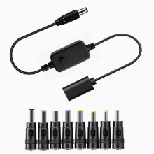 Typ-C-Netzkabel mit 8 Adaptern, Einstellbar auf 5/9/12/20 V, Schnellladung für Laptops, WLAN-Router und Fernseher