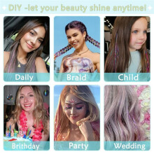 Hair Tinsel,18 Colors Hair Tinsel Kit for Girls 7600 Strands Fairy Tinsel Hair Extensions Holographic Hair Tinsel Heat