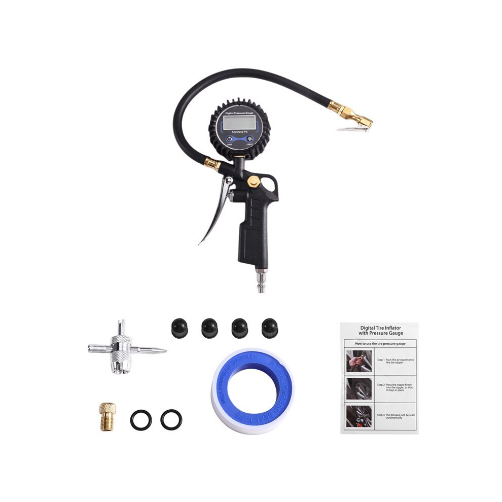 250 Psi Air Chuck Digital Tire Pressure Gauge Compressor Accessories Rubber Hose Auto Tire Inflator With Inflator 6031329657297