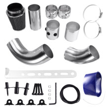 76 mm 3" Universal-Kaltluftansaugsystem für Autos mit Luftfilter, Aluminium-Ansaugrohr-Schlauch-Modifikationssatz, Silber