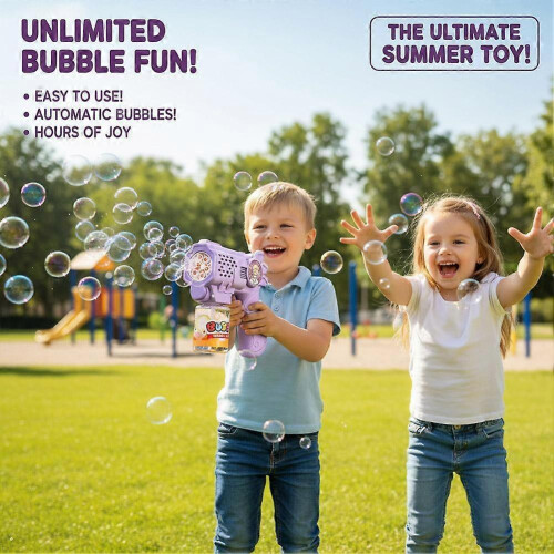 (1pcs, Blue) Electric Bubble Gun - Automatic Bubble Machine with Lights for Kids