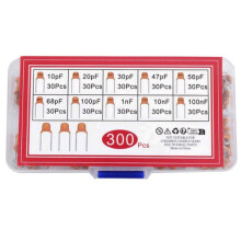 300pcs 10kinds of Monolithic Capacitors(10pF-100nF) Direct Insertion Non-Polarised 50V Ceramic Capacitor Component Set