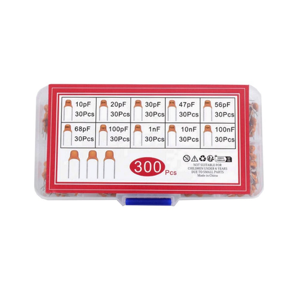 300Pcs 10Kinds Of Monolithic Capacitors(10Pf-100Nf) Direct Insertion Non-Polarised 50V Ceramic Capacitor Component Set 6032006683622