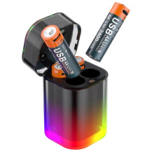 Transparent VisibleType-C Battery Charging Case with AA Lithium Batteries and 4Rechargeable Batteries for Steam